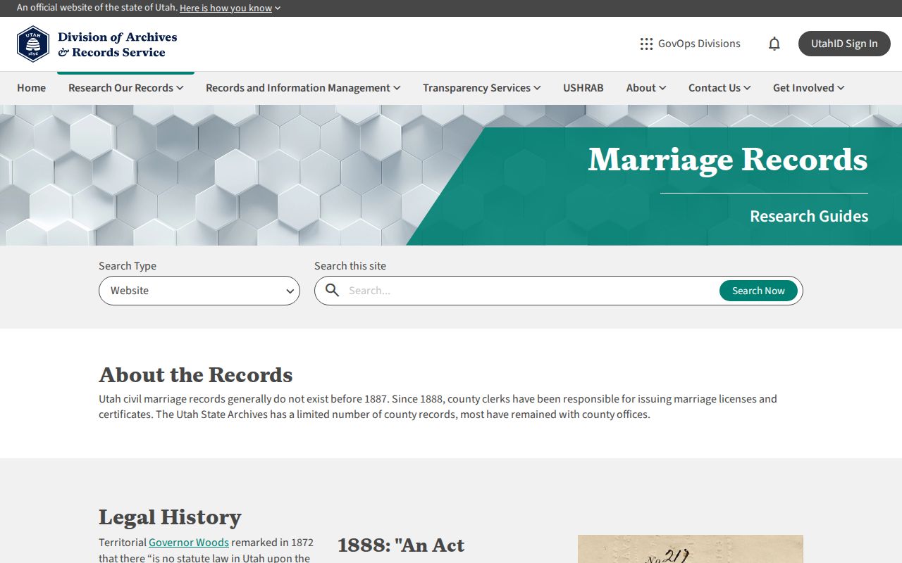 Herriman people search Utah Archives marriage and historical records