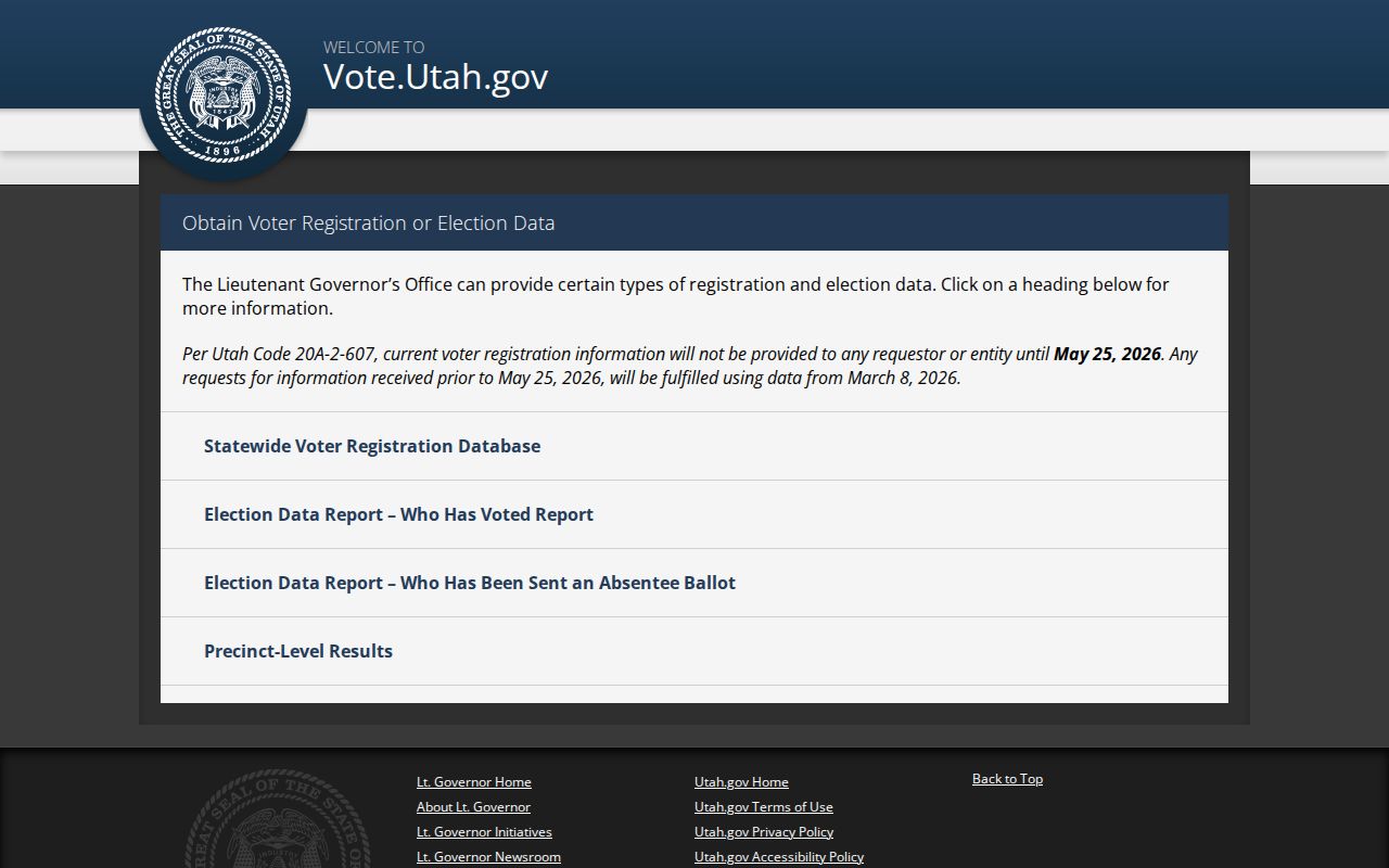 Herriman voter records within the Utah statewide-file request page